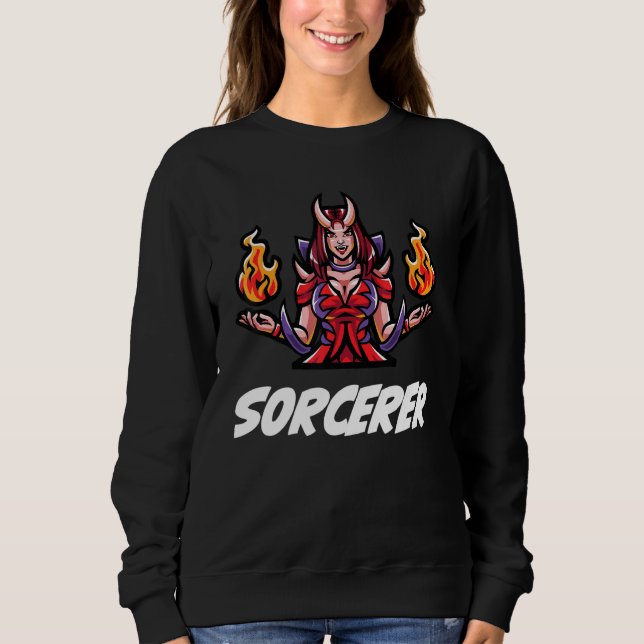 Sweatshirt D20 Dragons Tabletop Dungeon Classe Sorcier (Devant)