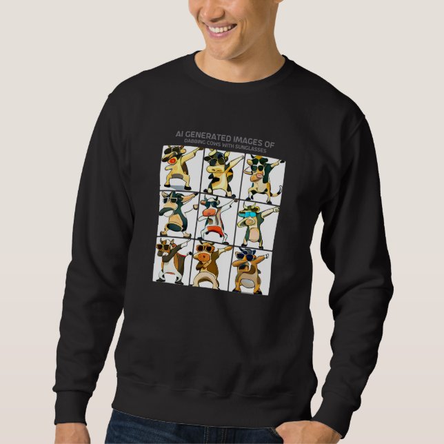 Sweatshirt Dabbing Vaches Lunettes de soleil Ai Généré Art Mè (Devant)