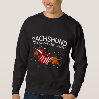 Sweatshirt Dachshund à travers la neige drôle chien Noël