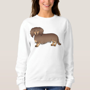 Sweatshirt Dachshund de dessin animé au pelage chocolat et fa