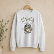 Dachshund Weenies et Martinis Dessinés à la Main