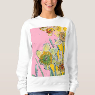 Sweatshirt Daffodique Jaune Daffodique Floral Aquarelle Flowe