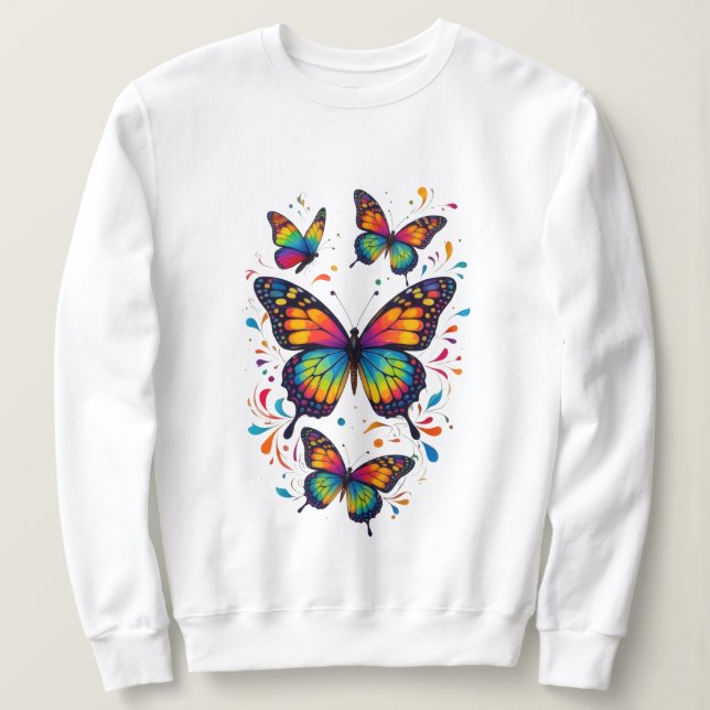 Sweatshirt d'art papillon coloré (Design devant)