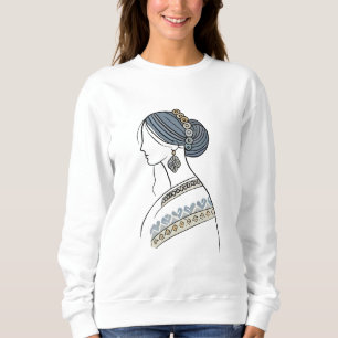 Sweatshirt d'art populaire ukrainien Line Art