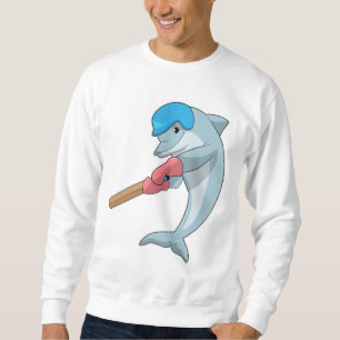 Sweatshirt Dauphin au cricket avec chauve-souris de cricket