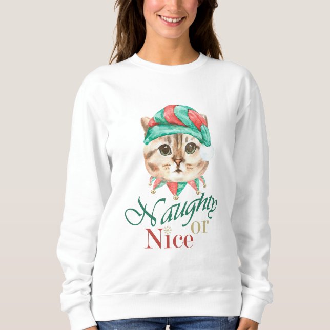 Sweatshirt de Noël du chat (Devant)