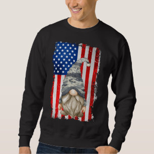 Sweatshirt Décor Camouflage Gnome Patriotique Pour L'Ameri Vé