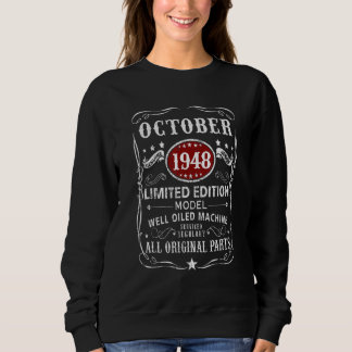 Sweatshirt Décoration 74 Ans Octobre 1948 74e Anniversaire