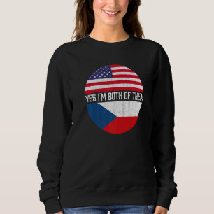 Sweatshirt Demi-Américain Demi-République Tchèque Usa Famille