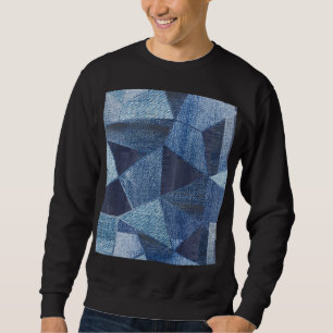 Sweatshirt Denim Urban : Patchwork à rayures détendues.