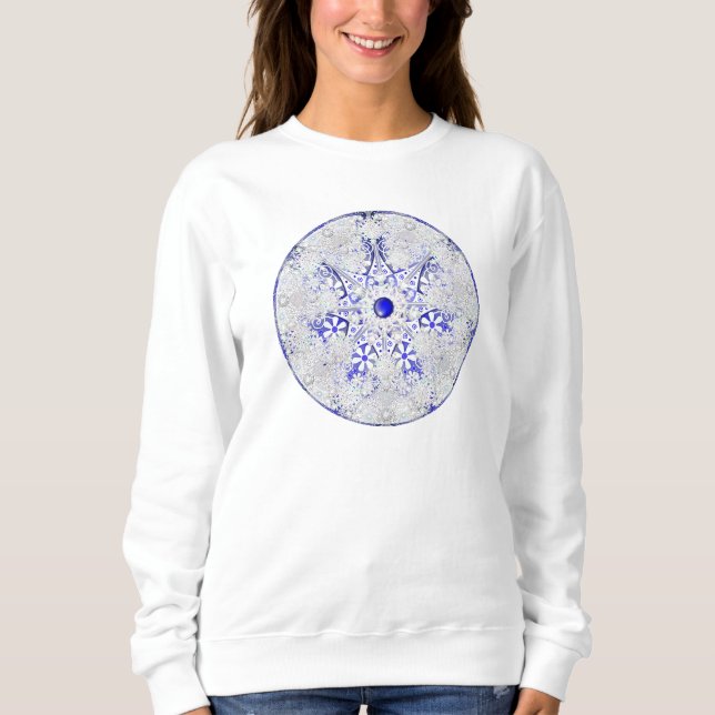 Sweatshirt Dentelle en céramique Bleu de Grèce & flocon de ne (Devant)