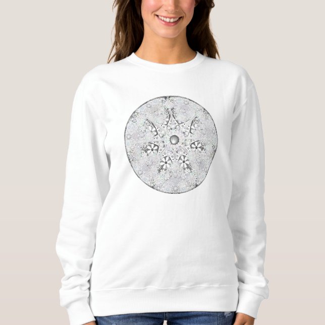 Sweatshirt Dentelle en céramique grise et flocon de neige (Devant)
