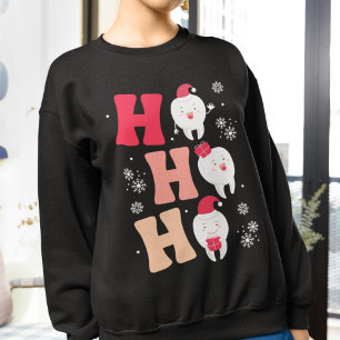 Sweatshirt Dentiste Noël Santa Claus molaires dents en rose