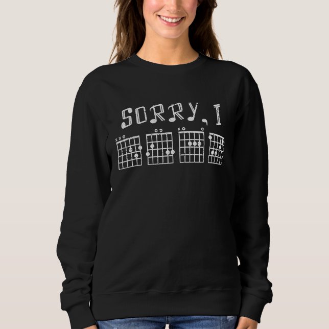 Sweatshirt Désolé je m'en fiche  Message Caché Accords Guitar (Devant)