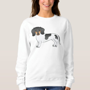 Sweatshirt Dessin de chien teckel à poil court pied noir et f