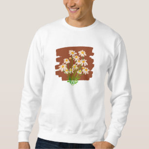 Sweatshirt Dessin floral rustique sur fond marron