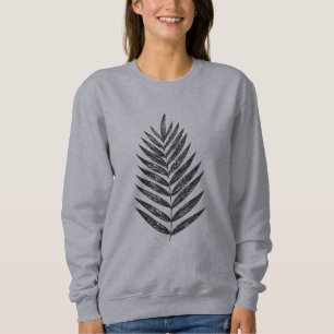 Sweatshirt Dessin minimaliste de fougère noire et blanche