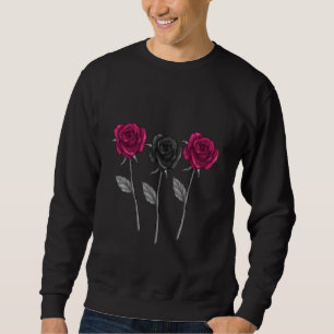 Sweatshirt Deux Roses Rouges Et Un Rose Noir Pour Adultes