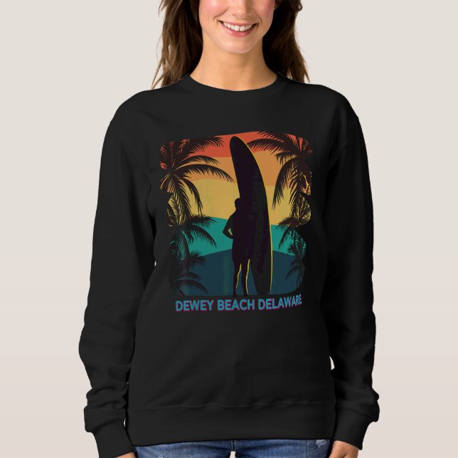 Sweatshirt Dewey Beach Delaware De Palm Tree Surfer (Devant)