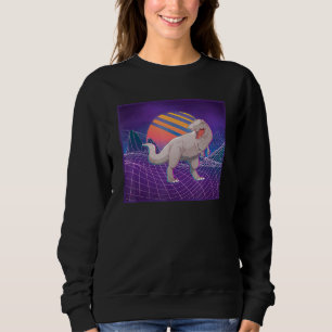 Sweatshirt Dinosaur Rétro Ordinateur Paysage Sunset Vaporwave