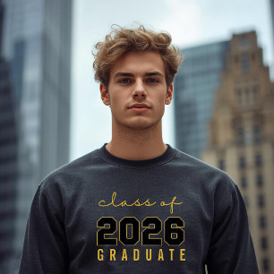 Sweatshirt Diplômé de la promotion 2026 Noir Or Minimaliste G