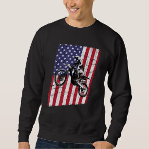 Sweatshirt Dirt Bike Motocross & American Flag Tee Distressed