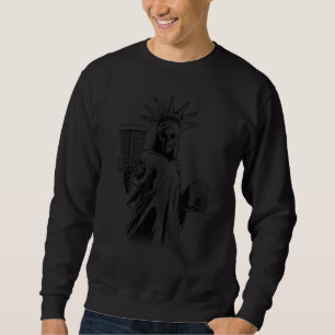 Sweatshirt Disk Golf Player Gothic Skeleton Statue De La Libe