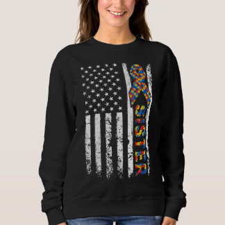 Sweatshirt Distorsion Usa Drapeau Autisme Soeur Sensibilisati