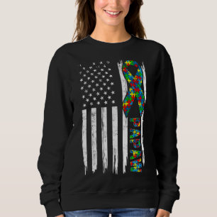 Sweatshirt Distressed américain drapeau Autism Papaw Family M