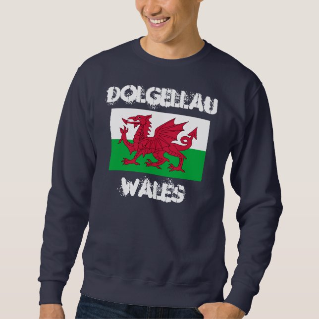 Sweatshirt Dolgellau, Pays de Galles avec drapeau gallois (Devant)