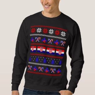 Sweatshirt Doux de Noël moche Croatie Drapeau, moitié croate