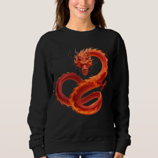 Sweatshirt Dragon de Feu Rouge Art | Conception de Dragon de