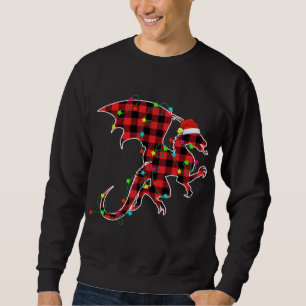 Sweatshirt Dragon drôle Arbre de Noël Rouge Plaid Xmas Animau