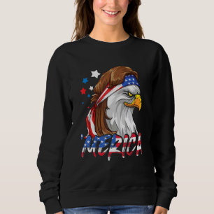 Sweatshirt Drapeau américain 4 juillet Merica Eagle Mullet