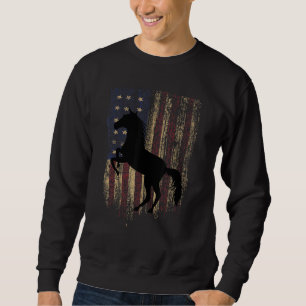 Sweatshirt Drapeau américain 4 juillet Patriotique Horse Eque