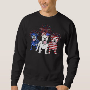 Sweatshirt Drapeau américain 4 juillet Pitbull Dog