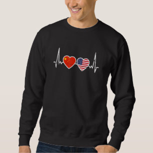 Sweatshirt Drapeau américain chinois du rythme cardiaque Chin