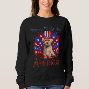 Sweatshirt Drapeau Américain Cute Shorkie 4 juillet heureux