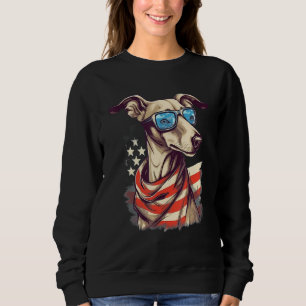 Sweatshirt Drapeau américain du 4 juillet Whippet Dog 1