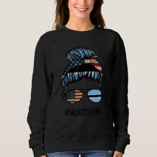 Sweatshirt Drapeau américain du Botswana USA Chignon désord