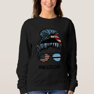 Sweatshirt Drapeau américain du Botswana   USA Chignon désord