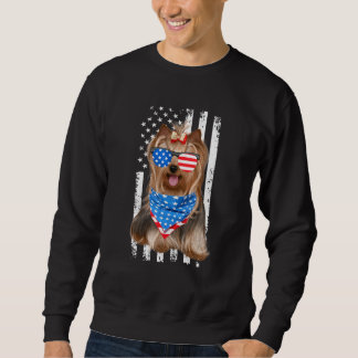 Sweatshirt Drapeau américain du Yorkshire Chiens Yorkie patri