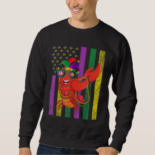Sweatshirt Drapeau américain Mardi Gras Crawfish Dabing