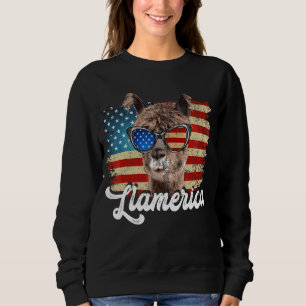 Sweatshirt Drapeau américain Patriotique Usa Llama Cute Anima