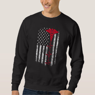 Sweatshirt Drapeau américain vintage Nurselife Stethoscope Nu