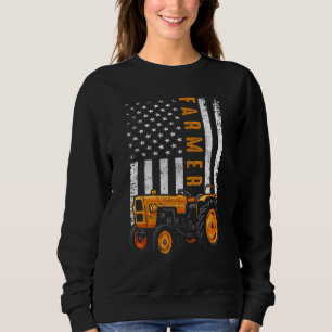 Sweatshirt Drapeau Américain Vintage   Tracteur Agriculteur É
