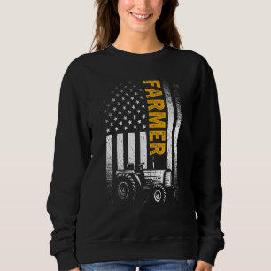 Sweatshirt Drapeau américain vintage tracteur agriculteur éle