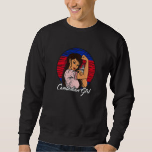 Sweatshirt Drapeau cambodgien Cambodge fille cambodgienne 1