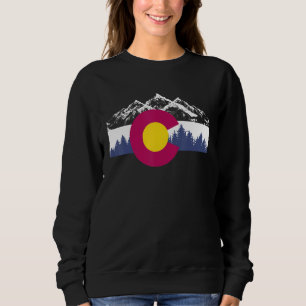 Sweatshirt Drapeau Colorado Vintage Extérieur Montagne Graphi