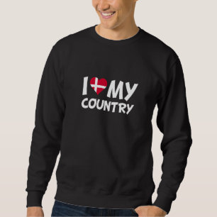 Sweatshirt Drapeau danois Coeur J'aime mon pays Danemark